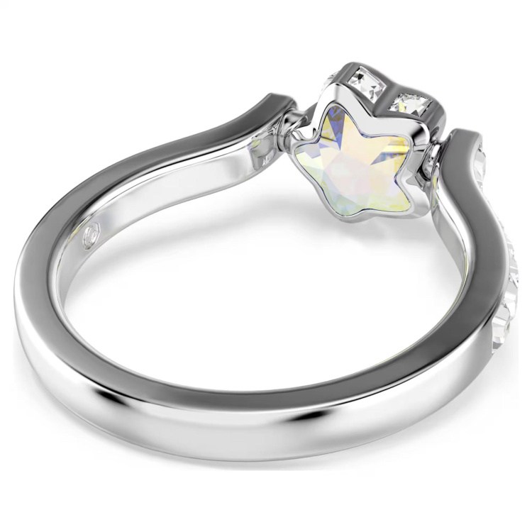 Chroma ring Mixed cuts, Star, White, Rhodium plated
